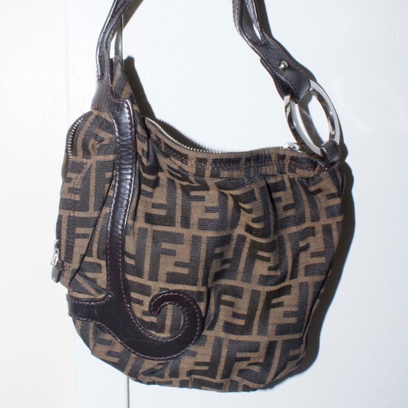 fendi canvas shoulder bag